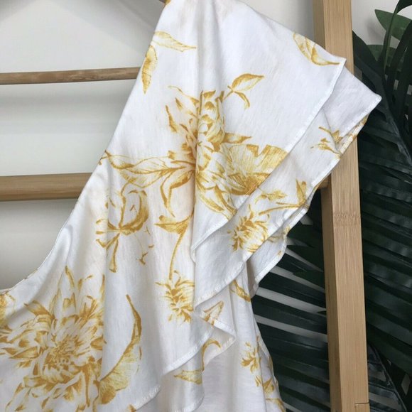 SOLD Witchery Yellow Floral Print Top XL - Picture 9 of 12